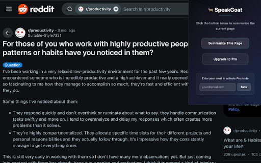 SpeakGoat :: Instantly summarize any webpage with intelligent AI. Save time, reduce reading fatigue, and get insights fast.