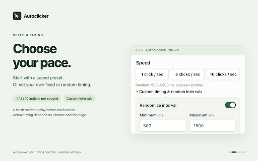 Autoclicker :: Automate webpage clicks with random intervals, click limits, shortcuts, position capture and scheduled sessions.