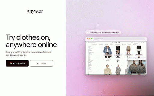 Anywear: Live Virtual Try-On :: Try on clothes virtually on any fashion website, powered by Decart.