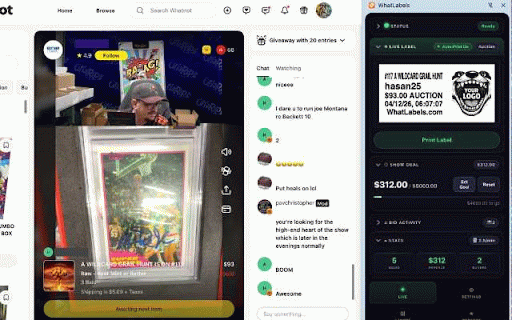 WhatLabels :: Live printing of item labels for Whatnot, eBay Live, and Poshmark Shows.