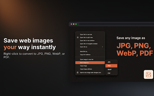 SaveAs - Image as PNG,JPG,WebP,PDF :: Save web images as JPG, PNG, WebP, or PDF. Crop before saving. 100% local, no uploads.