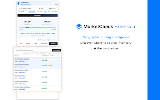 MarketCheck Extension :: Get instant access to vehicle market values, comparable listings, and detailed insights while browsing car listings. Features…