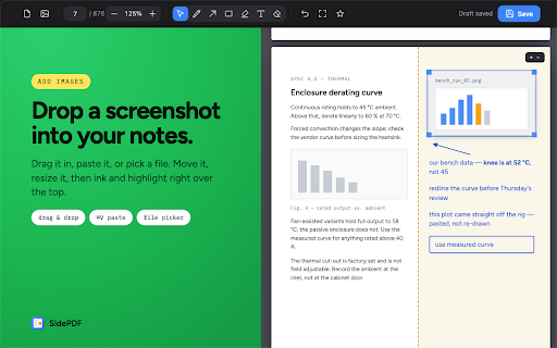 SidePDF - PDF Note Taker & Annotator :: Take notes beside any PDF. Widen the left or right margin, then handwrite, highlight, type and draw — all saved into the PDF.