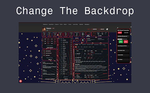 D&D Beyond Backdrop and Colors Replacer :: Replaces character backdrop images and colors.