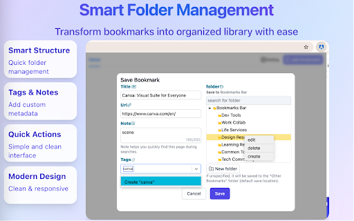 Flattened Bookmarks :: See Everything at Once. The smart bookmarks manager with flat view, tags, and instant search.