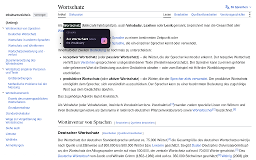 Add to Wortschatz :: Highlight a word on any page — or in YouTube subtitles — see an instant DeepL translation and add it to your Wortschatz vocabulary.