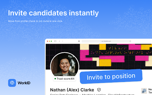 WorkID :: Trust layer for hiring — check WorkID trust scores while viewing LinkedIn profiles.