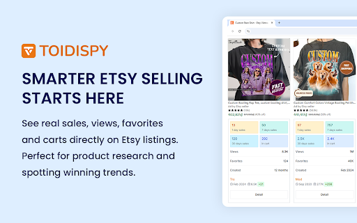 Toidispy - Discover Winning Products on Etsy :: Discover trending and winning products on Etsy. Analyze shops, track sales, and find what really sells