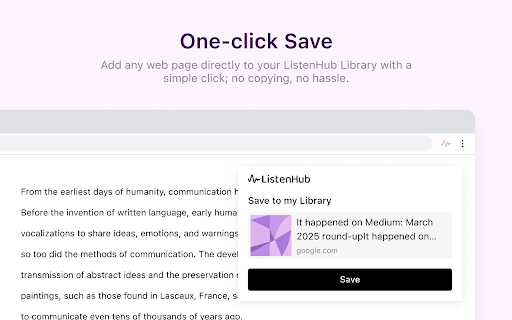 ListenHub: Instantly turn any page into AI podcast :: Instantly save and turn any webpage into an AI podcast with one click.