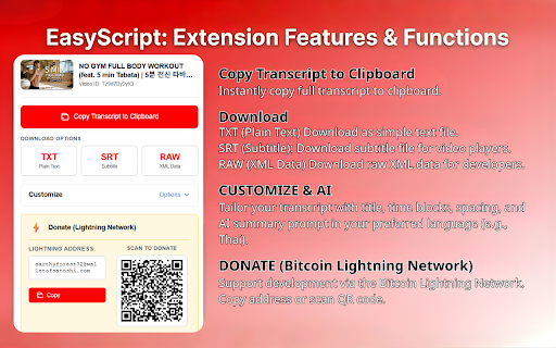 EasyScript: YouTube Subtitle & Transcript Downloader :: Download YouTube subtitles & transcripts (TXT, SRT, RAW) with smart 30s grouping and send them to ChatGPT / Gemini / Claude