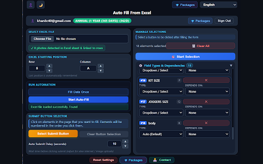 Auto Fill From Excel - Web Form Filler :: Auto fill web forms from Excel data. Smart column mapping, photo upload & auto-submit.