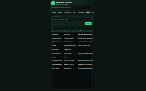 SN Inspector :: SN Inspector: export, Tools, Background script (non-prod), no prod deletes.