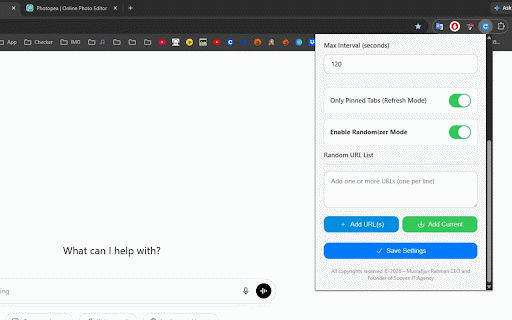 Advance Auto Refresh Extension Lite :: Auto refresh tabs with random intervals with Filters and many more features.