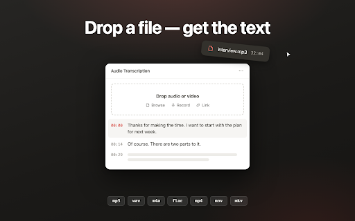 Audio Transcription :: Fast audio transcription: transcribe audio to text, convert mp3 to text or get a youtube transcript with timestamps.