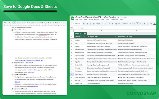 ConvoSnap Exporter: Save AI chat to Google Docs, Export as PDF, Markdown :: ChatGPT to Google Docs, Export as PDF, Markdown, Image and more. Gemini to Google Docs, Grok, DeepSeek Batch Copy
