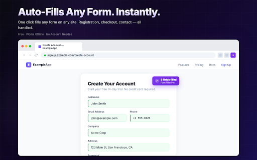 Form Filler Pro :: Free auto-fill extension with saved profiles. Smart field detection, random test data generator. For QA testers & developers.