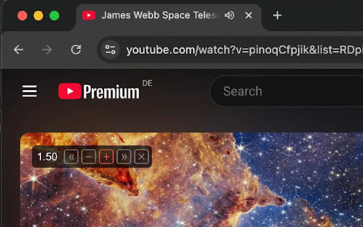 Video Speed Controller for web :: Full control over the speed of any HTML5 video. Watch lectures faster or slow down moments. Control playback with convenient hotkeys