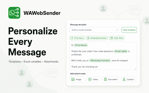 Bulk Sender for WhatsApp – WA Sender & Blast Tool :: WhatsApp Bulk Message Sender extension. Send WhatsApp messages in bulk without saving numbers as contacts.