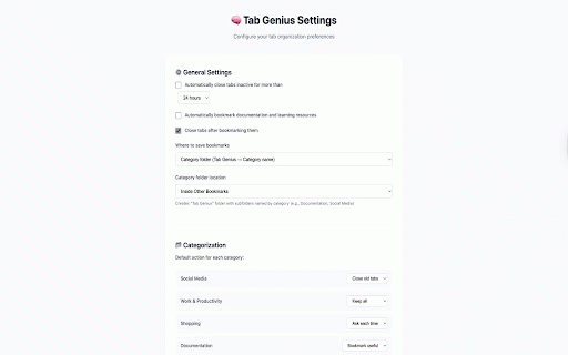 Tab Genius :: AI-powered tab organization with smart categorization and automatic cleanup