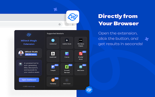 MStock Magic Extension :: Automates keyword generation and metadata management for microstock platforms, integrating seamlessly with MStock's API.