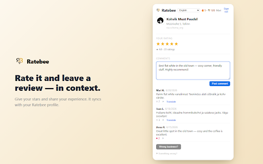 Ratebee :: Ratings and reviews for the business you're browsing