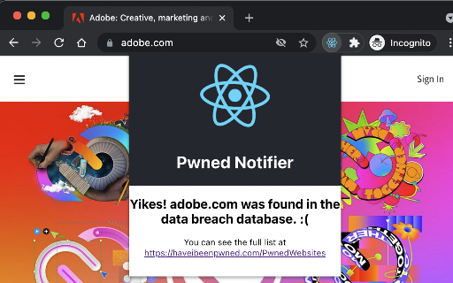 Pwned Notifier :: Check if the website being visited had a data breach with a single click!