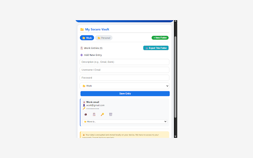 SecurePass Manager :: Secure password manager with folders, password view, and hint recovery. Store unlimited passwords locally.
