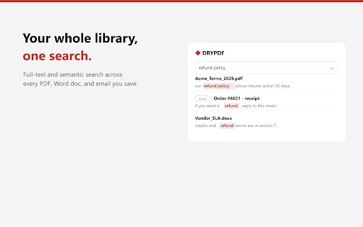 DRYPDF - Save & Search :: Save any PDF to your DRYPDF library and search everything you've indexed, right from the browser.
