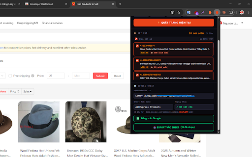 AliExpress → eBay Scout by Lee Henry :: Scan AliExpress products for eBay dropshipping. Filter by price, orders, rating. Export to Google Sheet.