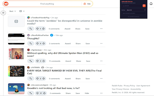 Subreddit Blocker :: Blacklist unwanted subreddits from showing up in your feed AND searches.