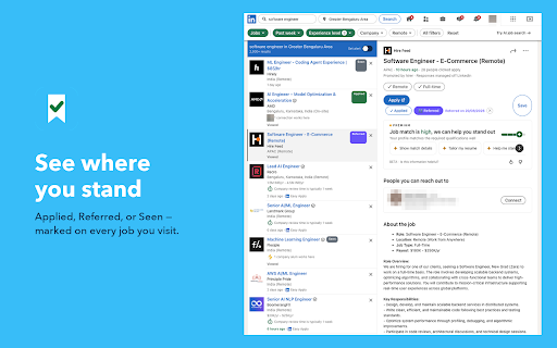 ApplyOnce Job Tracker for LinkedIn :: Never apply to the same LinkedIn job twice. ApplyOnce remembers every job you have seen, applied to, or been referred for.