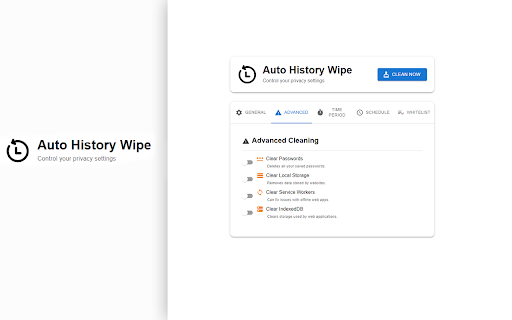 Auto History Wipe :: Auto History Wipe - Auto History Cleaner delete cache, clear cache when starting chrome