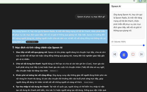 Spoon AI: Trợ lý đọc tiếng Việt :: Đọc nội dung trang web bằng giọng đọc hay và tự nhiên với một nút bấm. Dùng để đọc báo, sách online, truyện online và hơn thế nữa