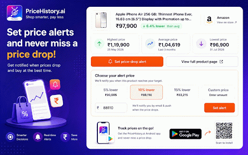 PriceHistory.ai: Price History & Tracker, My Shopping Lens :: Track price history, view trends, and get instant price-drop alerts across major Indian shopping sites.