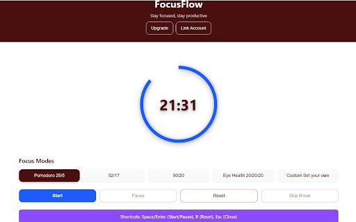 Full Screen Control :: A productivity-focused screen time management extension with customizable timers and work-break cycles