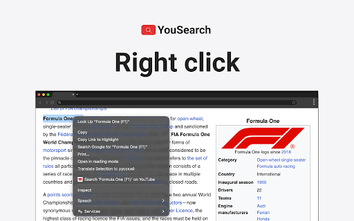 YouSearch - Search selected text on Youtube™ :: Search on YouTube by selecting the text and right clicking