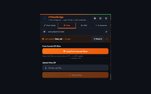 CPINestBridge :: Analyze, document & fix SAP CPI iFlows in-browser — tech specs, AMS reports, AI error RCA & share to Integration Nest.