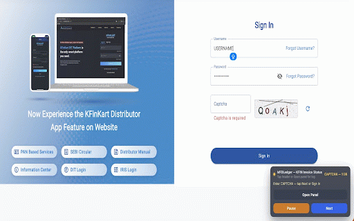 MFDLedger AutoFlow :: Automate CAMS and KFIN RTA portal navigation; upload and download MFDLedger invoice files.