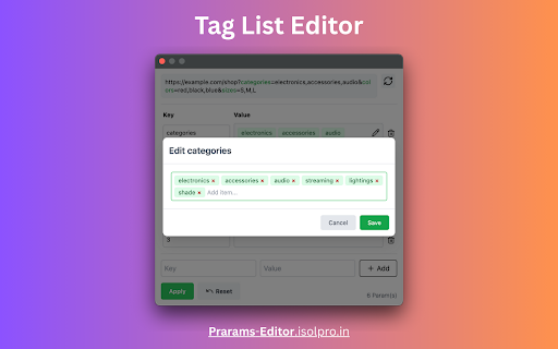 Params Editor :: Edit URL query parameters with smart input types