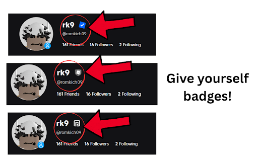 RoFlex :: Visually modify your Roblox profile with custom Robux amounts, badges, and themes.