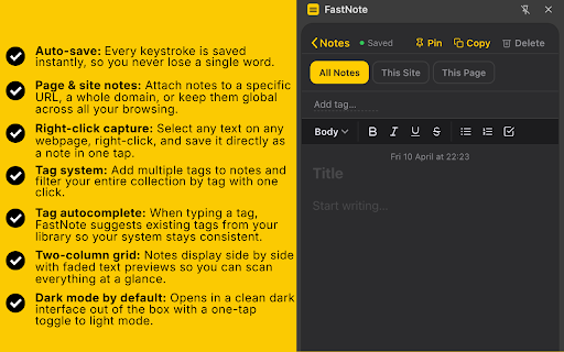 FastNote :: The fastest sidebar note app for Chrome.