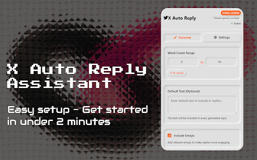 X Auto Reply Assistant :: AI-powered replies that feel human.Generate natural,context-aware responses on X/Twitter using Gemini API & OpenRouter–fast & smart