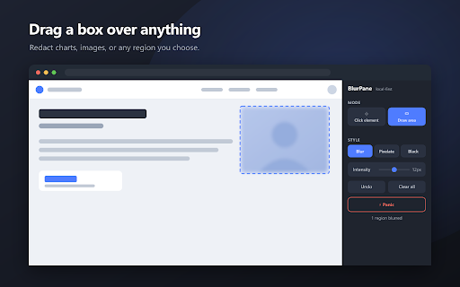 BlurPane :: Blur & hide anything for screen sharing. Click or draw a box to redact sensitive content - 100% local, zero data collection.