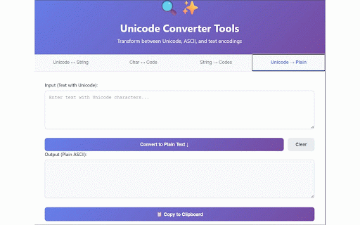 Unicode Toolkit - Converter & Highlighter :: Detect hidden Unicode characters with visual highlights and convert between Unicode, ASCII, and text encodings instantly