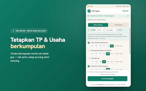 PBD Helper :: Bantu guru isi skor PBD (Tahap Penguasaan) di SPPB.