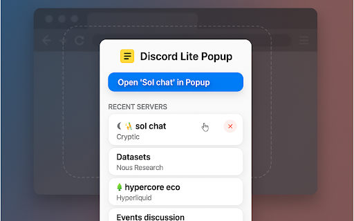 Discord Lite Popup - Compact Discord Chat Window :: Access Discord chats in sleek popup windows without the clutter.