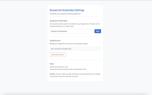 ScreenLink - Share Screenshots Instantly :: Take screenshots and instantly get shareable Google Drive links