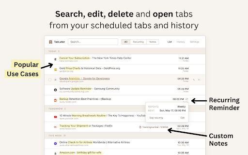 TabLater - Snooze Tabs & Reopen Later :: Schedule tabs for later, snooze and reopen pages when needed.