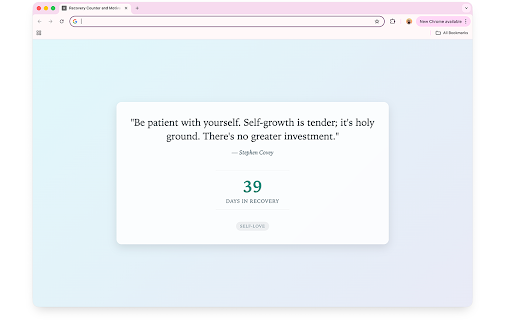 Recovery Tab - Counter, Motivational Quotes and Meditation :: Count your days and see a motivational recovery quote on every new tab.