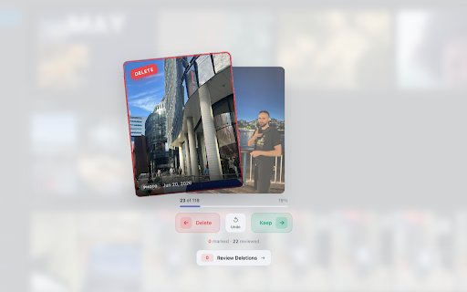 SwipeOut - Clean Up Google Photos :: Google Photos storage full? Swipe left to delete, right to keep. Review photos fast with filters by date, type. One-time purchase.